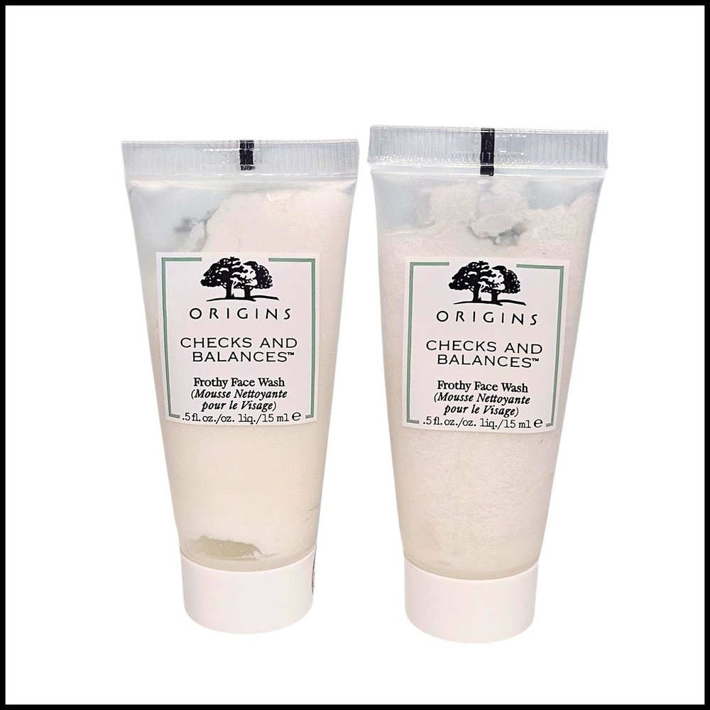 2 x Origins CHECKS AND BALANCES Frothy FACE WASH 0.5 oz mini travel Size